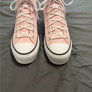 Pink Canvas High-Top Sneakers